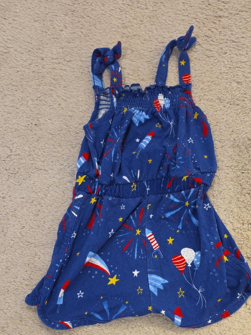 Little sleepies 6-12M smocked romper in firecracker